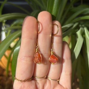 Fire opal dangle earrings